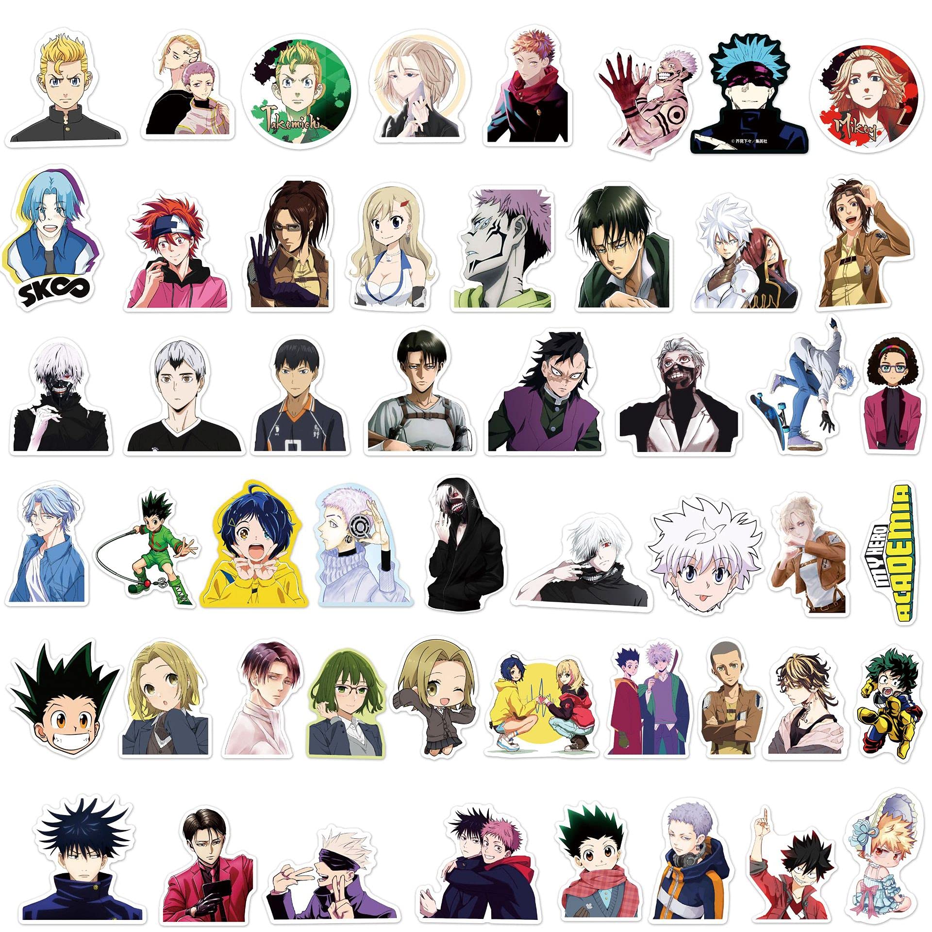 100 adesivi Anime misto per valigia, skateboard, laptop, computer, bottiglie d'acqua, auto, ragazzi, ragazze, decalcomania, impermeabile