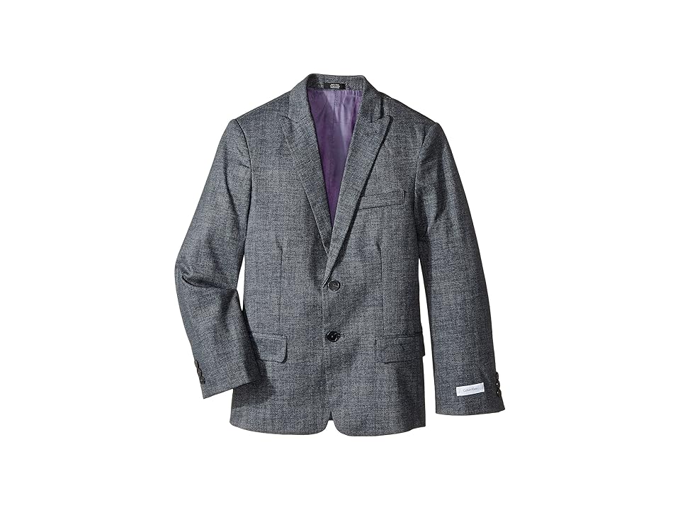 

Calvin Klein Kids Printed Knit Diamond Mesh Jacket (Big Kids) (Dark Grey) Boy's Coat