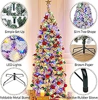 Vista 22 de Yaheetech 7.5ft Pre-lit Spruce Artificial Christmas Tree Snow Flocked Hinges Tree with 550 Multicolor LED Lights & 1284 Branch Tips & Metal Stand