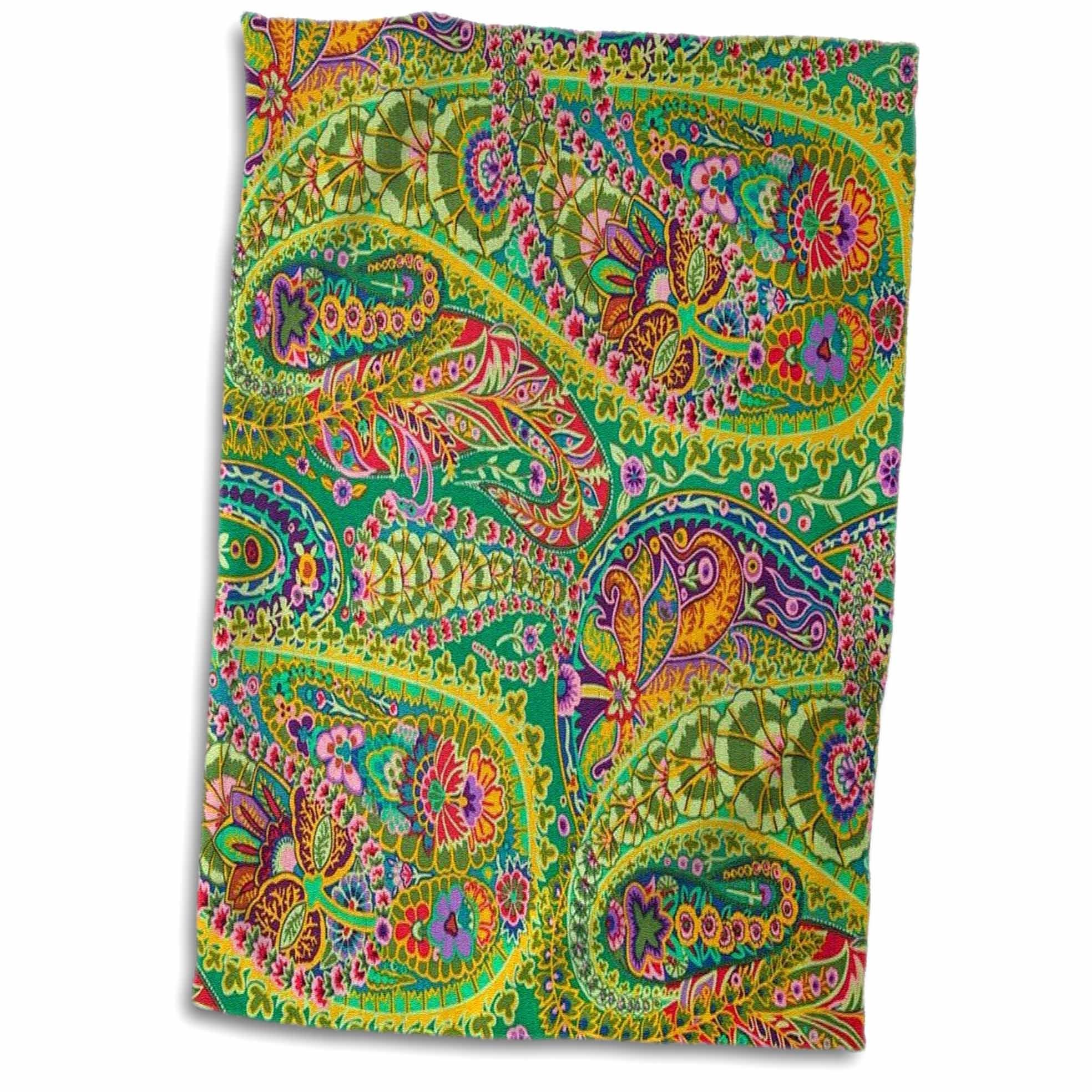 3dRose3D Rose Lime Hot Pink Orange N Purple Batik Paisley Twl_60517_1 Towel, 15" X 22"