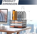 DALTACK 3-Tier Mesh Desk Organisateur de fichiers, bac à lettres empilable avec 5 Supports de fichiers verticaux, Organisateur de bureau multifonctions pour les fournitures de bureau à domicile, Gris Noir