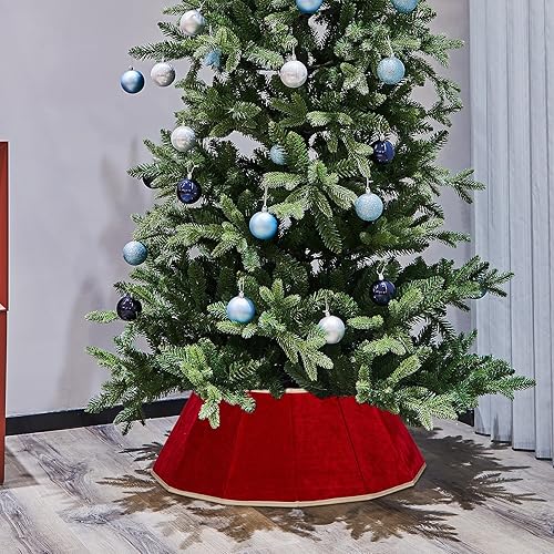 Miniatura 13 de Blissun Collar de árbol de Navidad, falda de árbol de Navidad con lentejuelas, anillo plegable para árbol de Navidad, cubierta de base