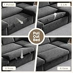 Sofa Bed, 104'' U-Shaped Sleeper Sofa with Pull Out Couch and Storage Chaise for Living Room, Apartment and Hotel, Chenille, Dark Gray