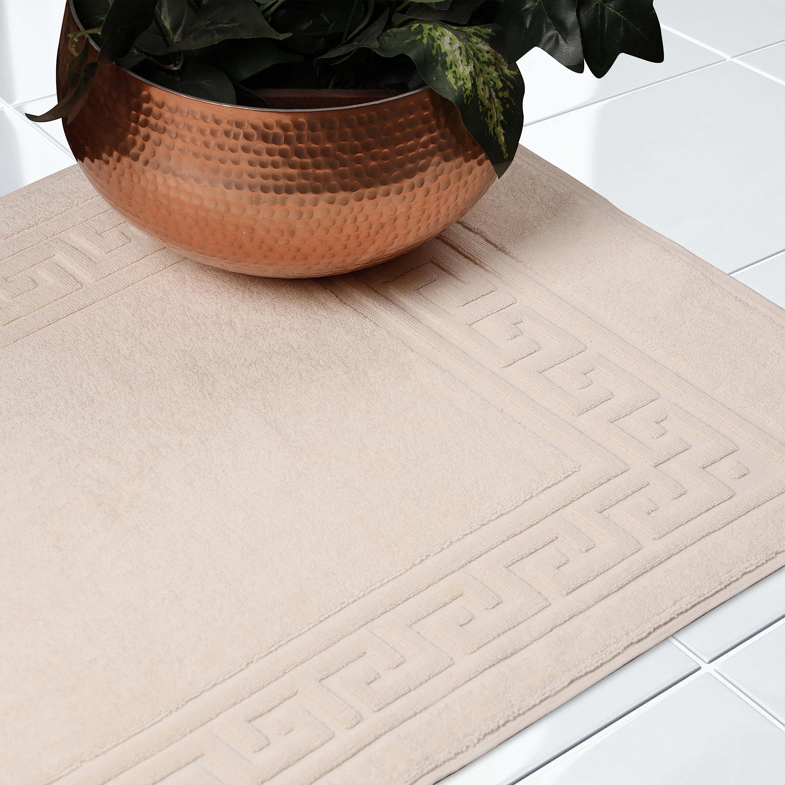 Superior Badematten-Set in Hotel- und Spa-Qualität, aus 100% hochwertiger gekämmter Baumwolle, langlebig und waschbar, 2er-Pack, elfenbeinfarben, je 55,9 x 88,9 cm