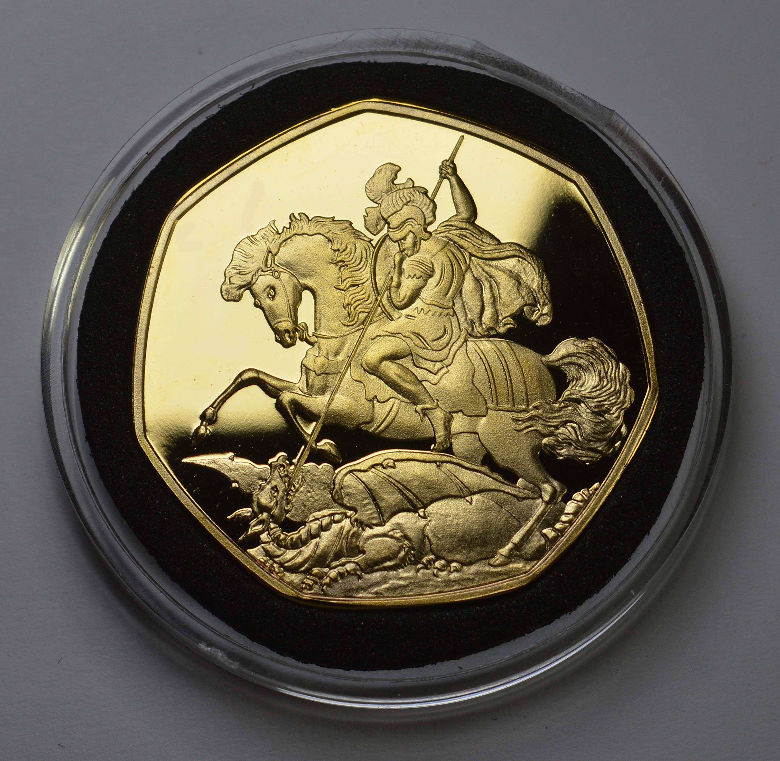 The Commemorative Coin Company Gold St George & The Dragon 24Ct Commemorative In Capsule. England, Patron Saint. For God, England, And Saint George