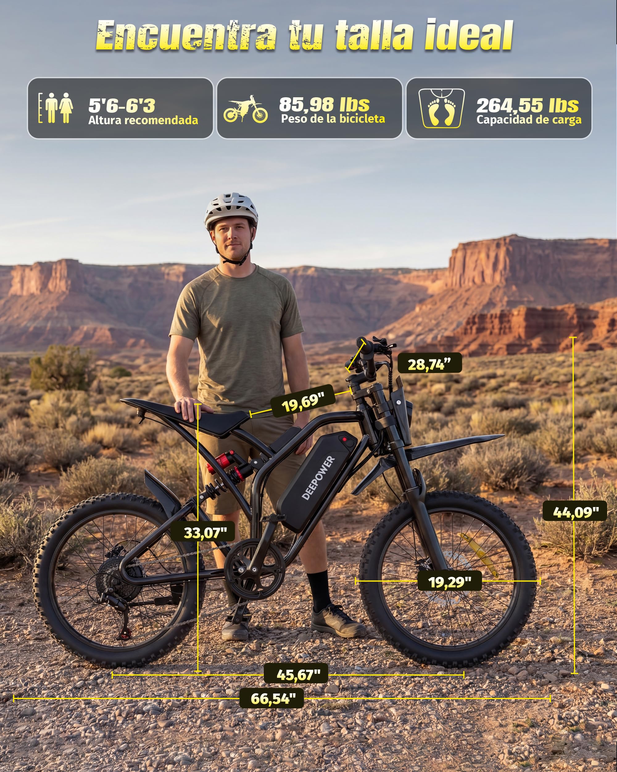 DEEPOWER S21 Bicicleta Eléctrica, Batería Extraíble 48V 25Ah, Par De 100Nm, Bicicleta Eléctrica Todoterreno De Neumáticos Gruesos, Frenos De Disco, Suspensión Completa, Cross Eléctrica 7 Velocidades