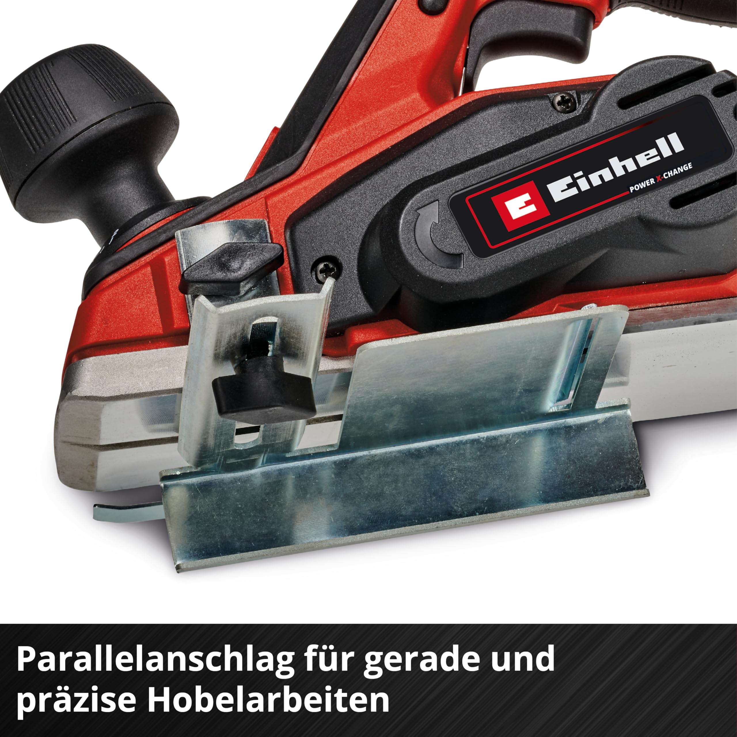 Einhell Akku-Hobel TE-PL 18/82 Li-Solo Power X-Change (18 V, 82 mm Hobelbreite, bis 2 mm Spantiefe, Falztiefen-/Parallelanschlag, autom. Parkschuh, inkl. 2x Wendemesser, ohne Akku)
