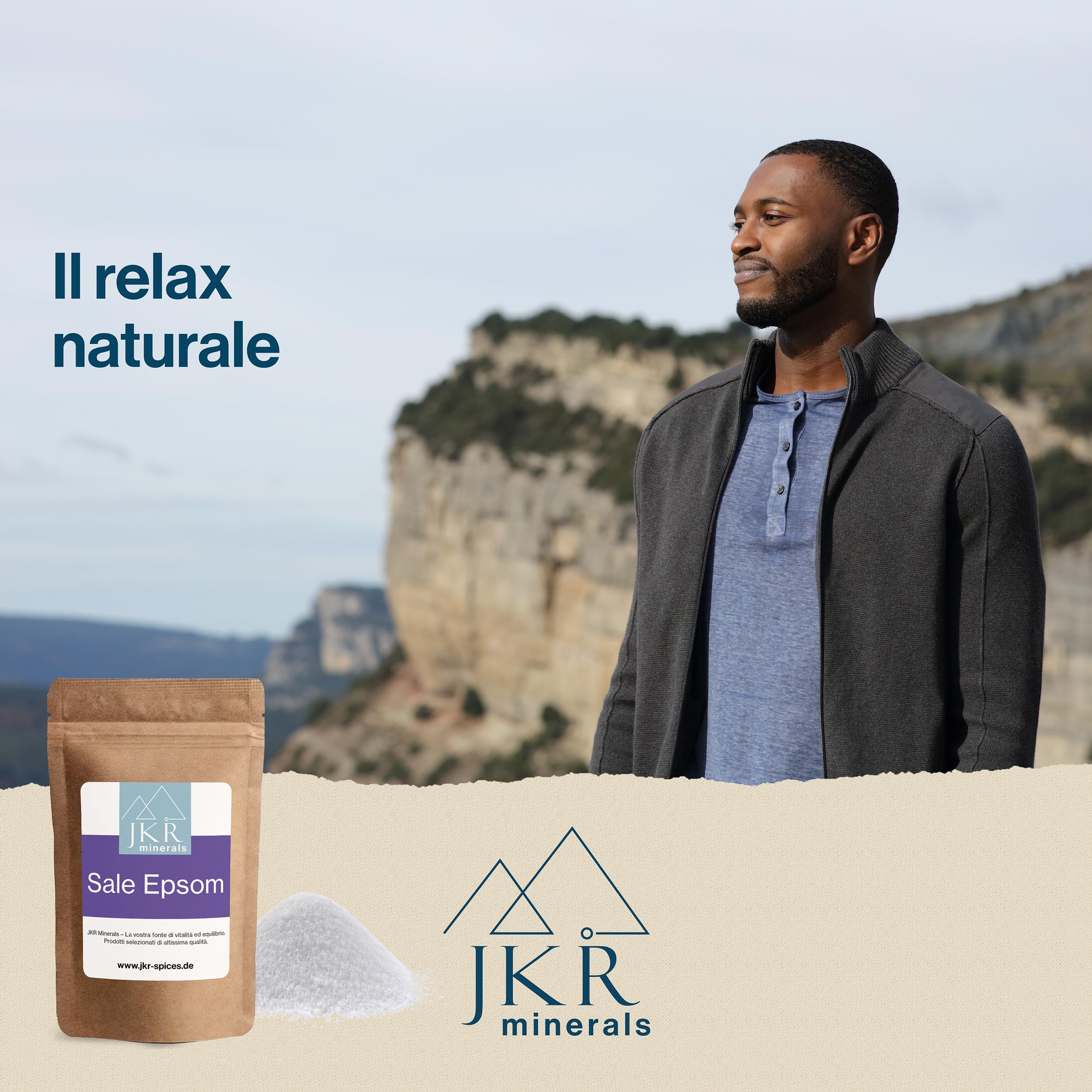 JKR Spices Epsom Salt 200g | Sale di Epsom per uso alimentare | Solfato di magnesio per uso alimentare | MgSO4 in sacchetto richiudibile neutro al CO²
