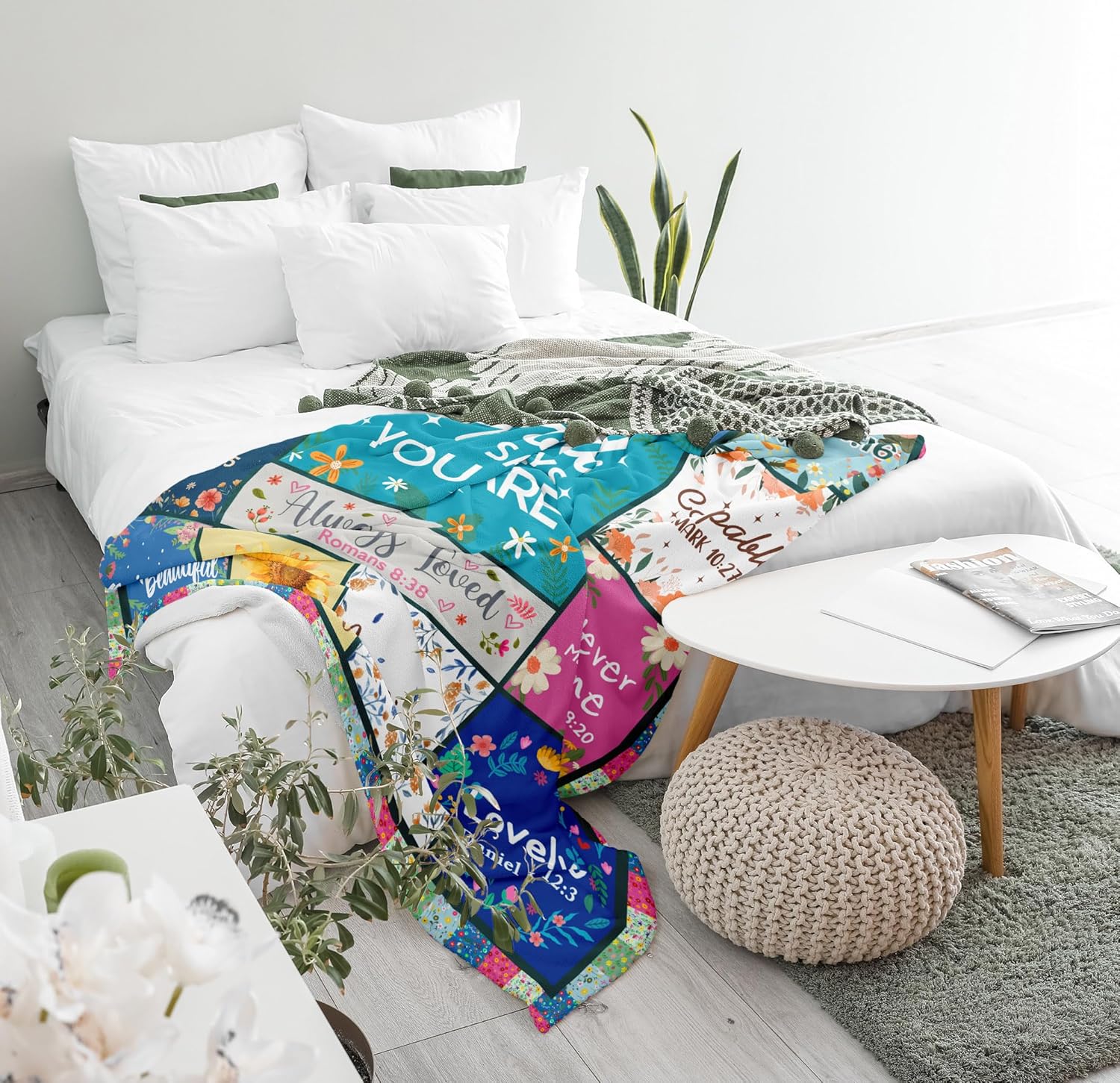 Christian Gifts for Women, Religious Blanket with Flowers, Inspirational Birthday Gifts for Women, Gifts for Sister, Friend, Daughter, Mom, Soft Throw Blankets 60x50in - Image 4