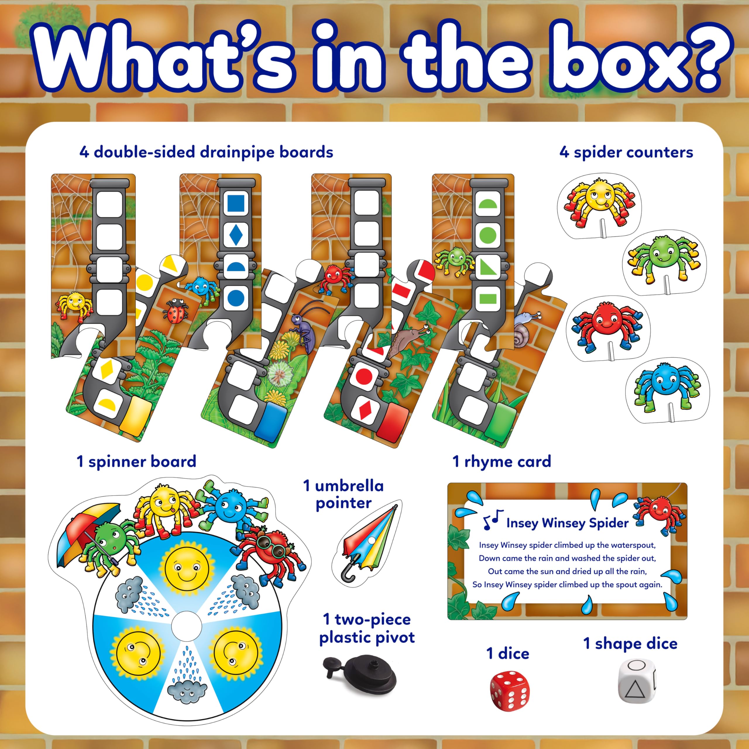 Orchard Toys Insey Winsey Spider Game, Shape and Counting Game for Preschoolers, Perfect For Children Age 3-6, Encourages Number and Counting Skills