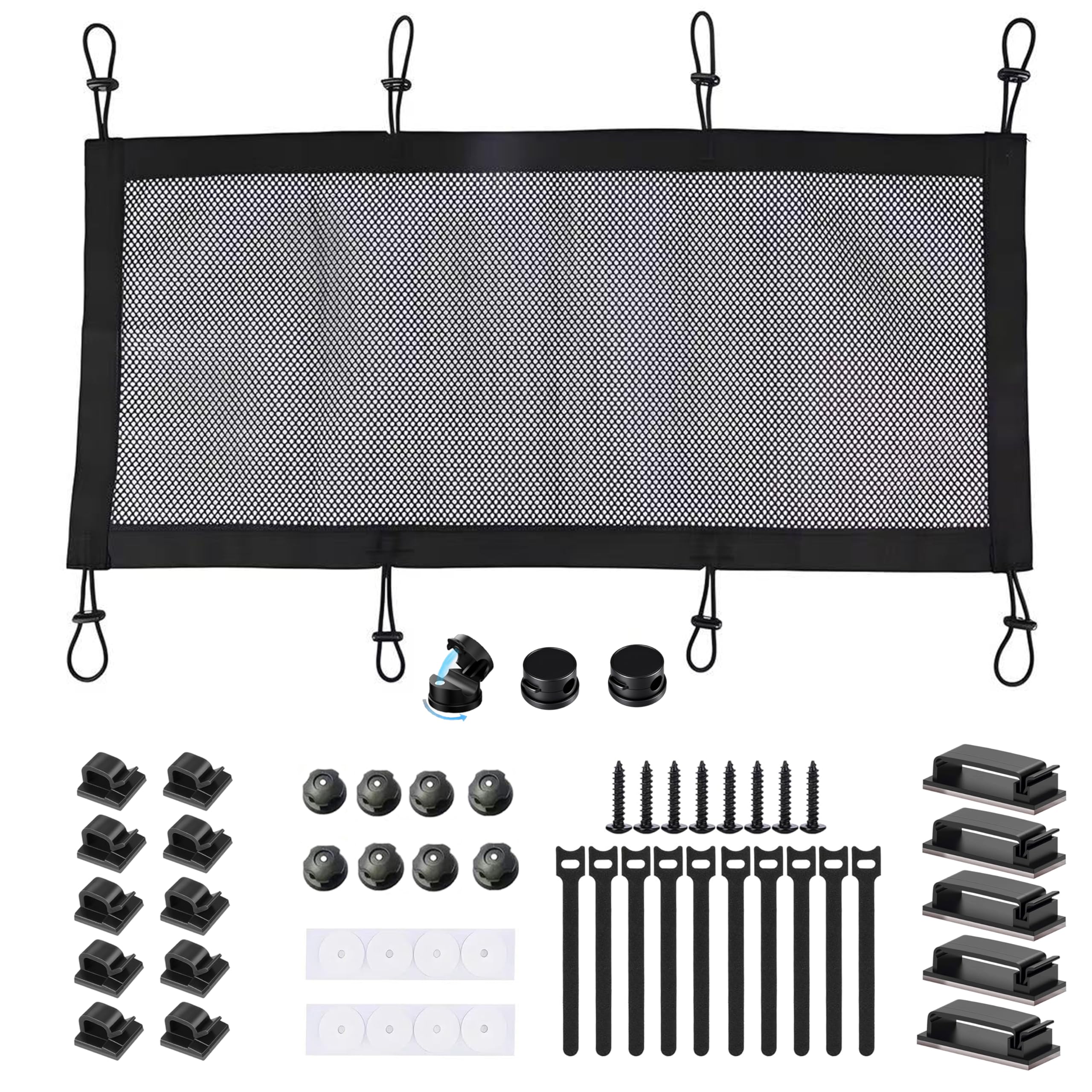 Under-desk cable management kit, 1 piece, 30cm wide x 70cm long, 4 types of cable organizers, flexible under-desk cable tray, durable cable concealment device, for storing wires and sockets.