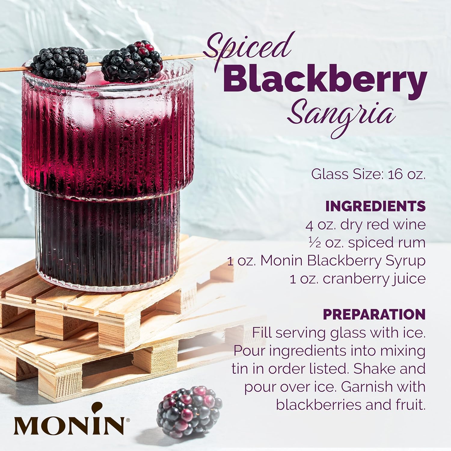 Monin - Blackberry Syrup, Delicious Berry Flavored Syrup, Cocktail Syrup, Authentic Flavor Drink Mix, Simple Syrup for Iced Tea, Lemonade, Cocktails, & More, Clean Label, Gluten-Free (1 Liter)