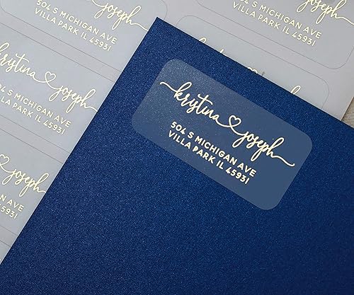 Custom Return Address Labels, Clear Return Address Labels, Gold Foil  Envelope Stickers, Transparent Mailing Address Labels
