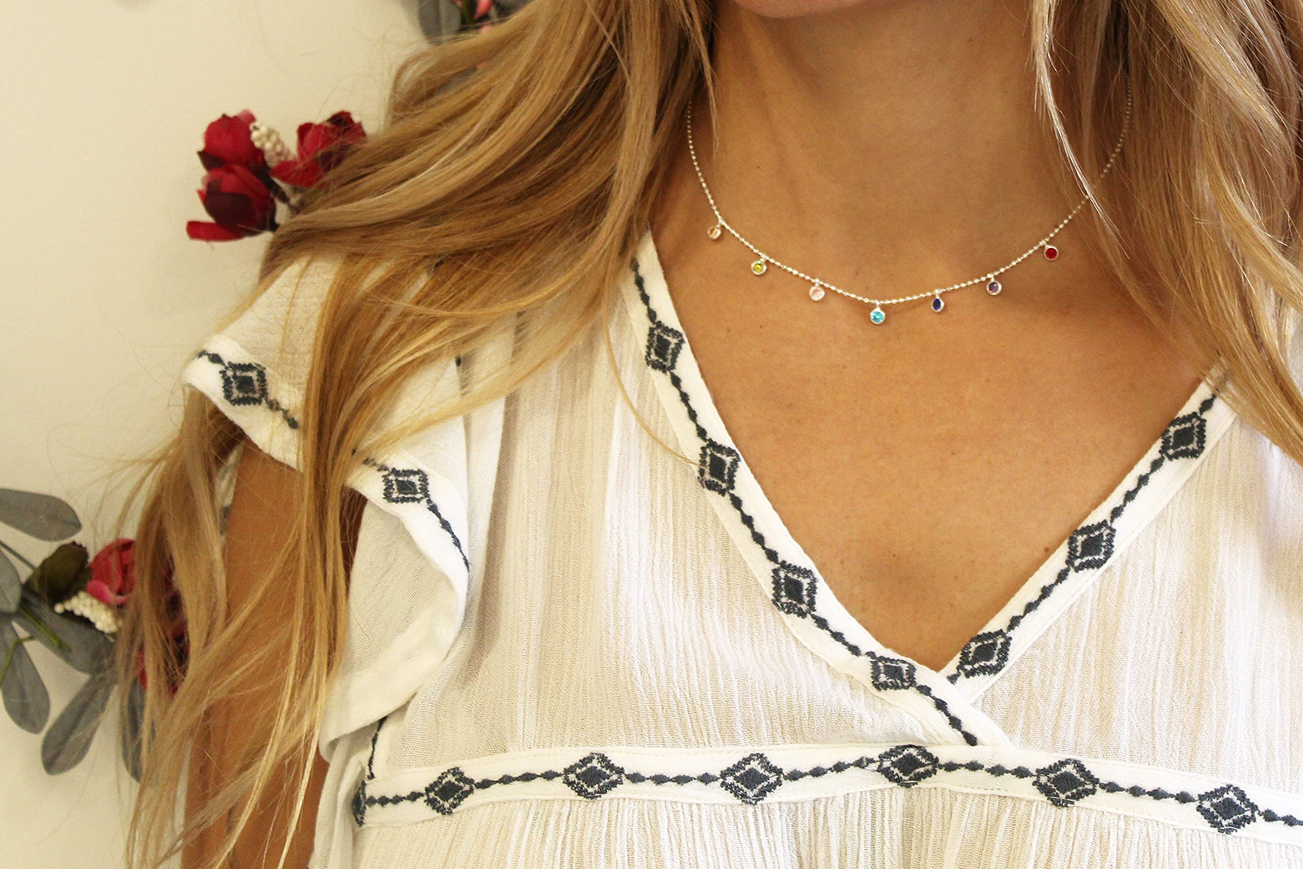 Collana girocollo con sfere e ciondoli in argento massiccio per donna, ragazza, catena regolabile 40 + 5 cm, regalo originale, compleanno, Natale, in confezione regalo
