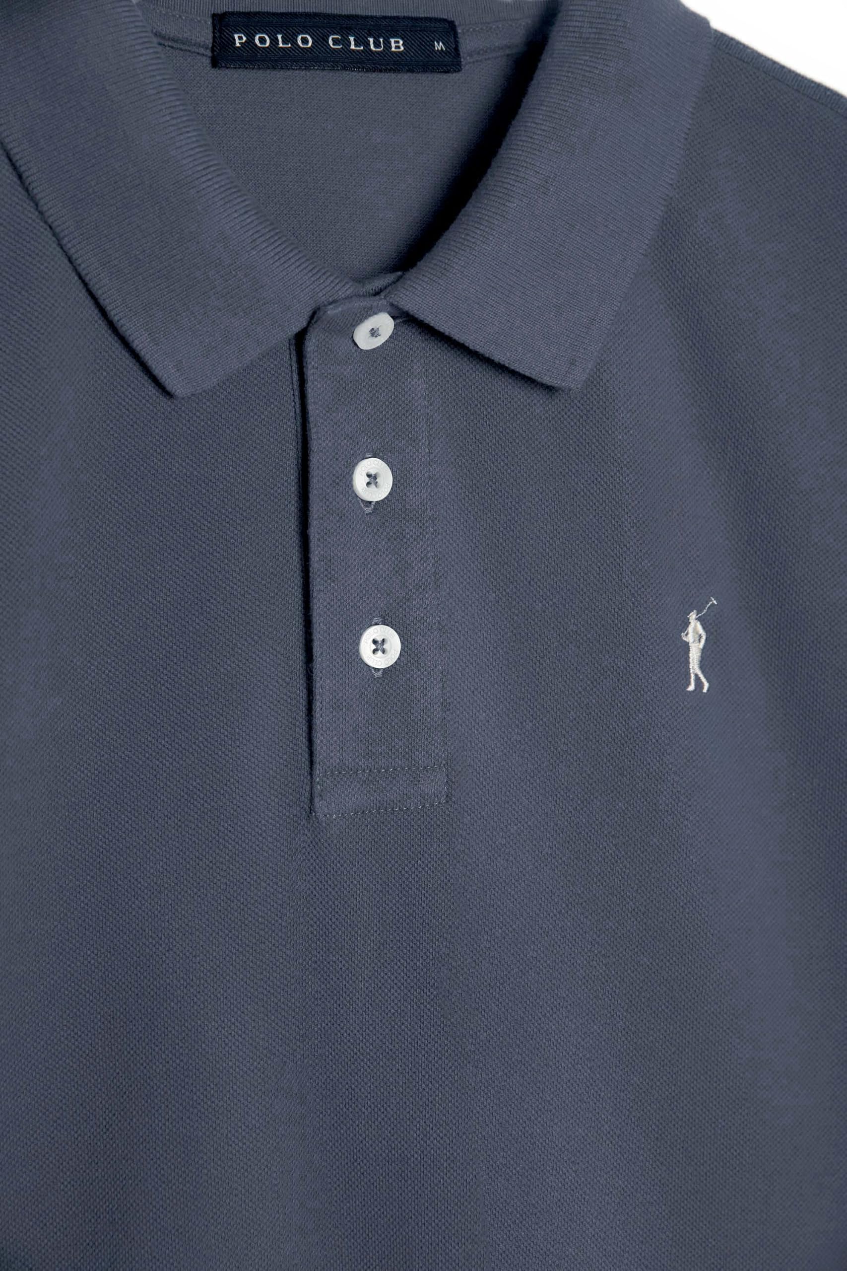 Polo Club Polo en piqué avec Patte à Trois Boutons et Logo brodé Contrastant Homme