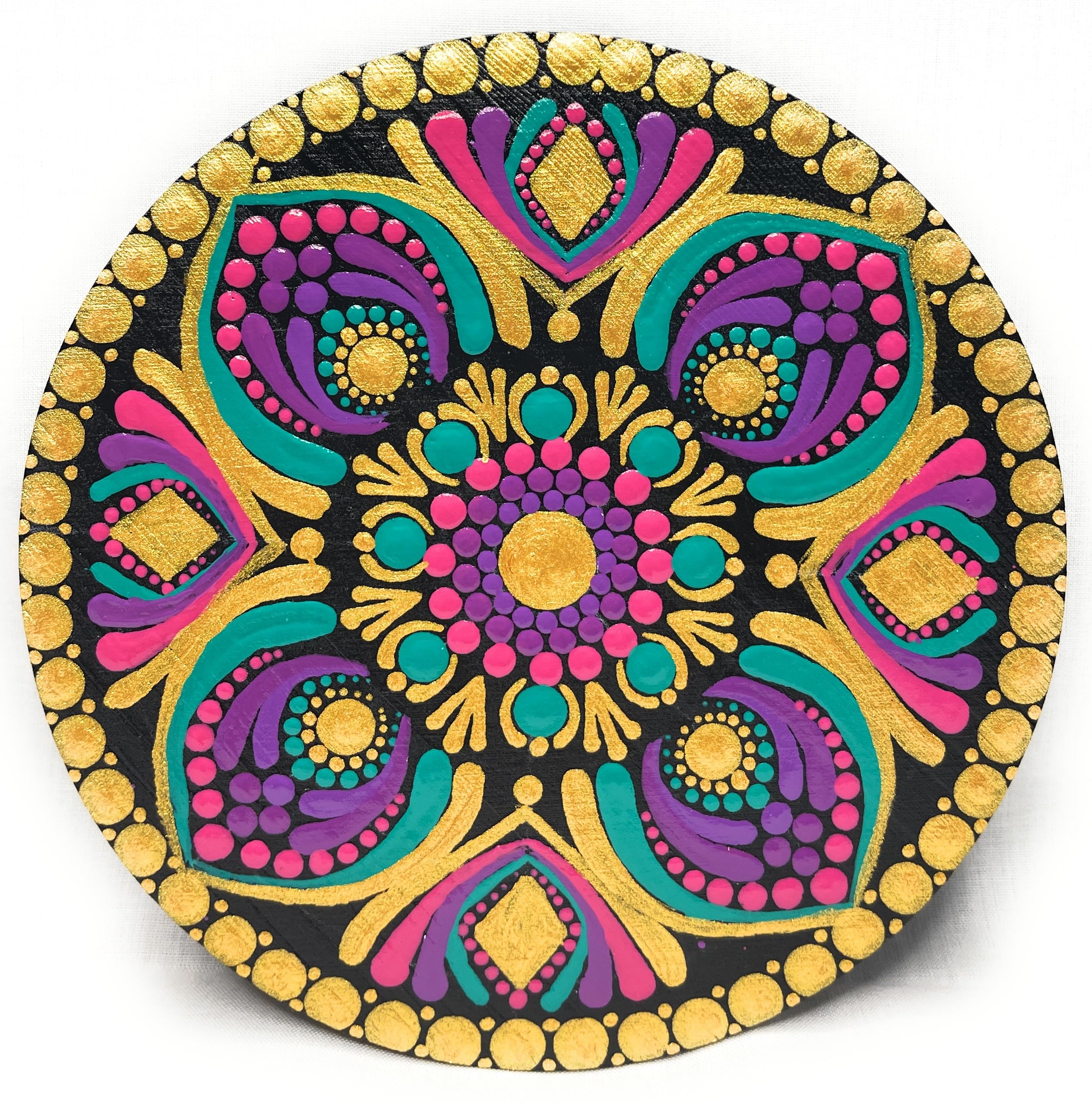 Boho Decor | Hand painted Mandala Dot Art on 5 inch Wooden Circle | Zenful Mandala | Wall Decor | Home Decor | Meditation Art | Gift Ideas