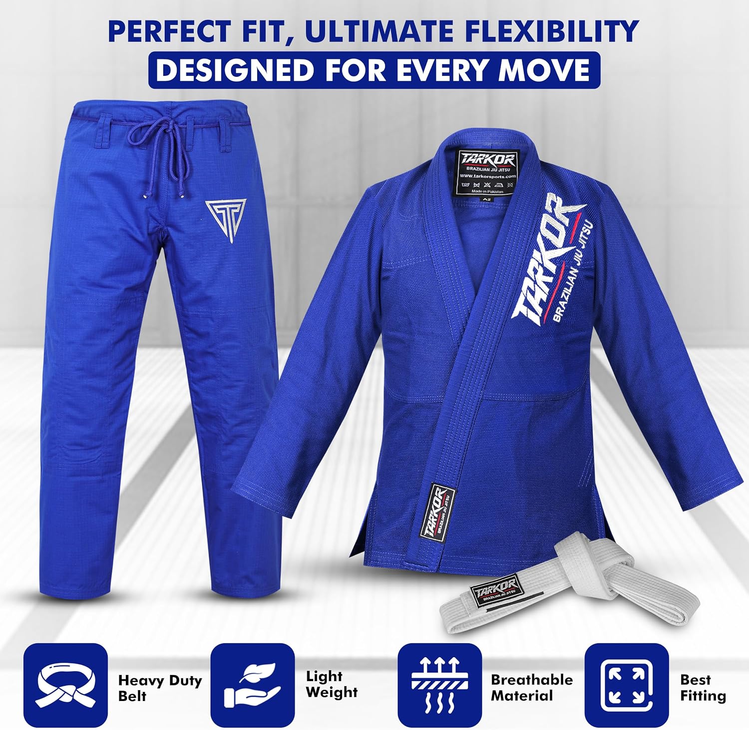 Tarkan Brazilian Jiu Jitsu Gi for Men & Women BJJ Gi Grappling Kimonos Preshrunk Lightweight Fabric Martial Arts Uniform