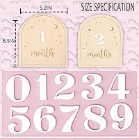 Vista 2 de Juego de tarjetas de hitos intercambiables de noche estrellada de madera, letrero de hitos de mi primer año, marcador de hitos mensuales