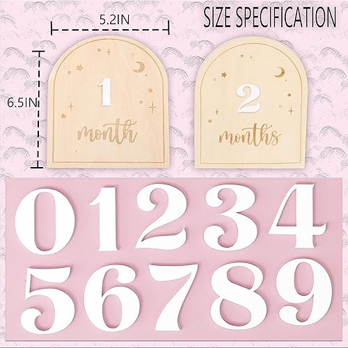Miniatura 2 de Juego de tarjetas de hitos intercambiables de noche estrellada de madera, letrero de hitos de mi primer año, marcador de hitos mensuales de