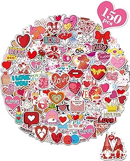 Valentines Day Stickers, Heart Stickers for Water Bottles Cards Gift Boxes Party Favors, Valentines Gifts for Kids Classroom, Waterproof Vinyl Love Stickers for Kids Teens Girls