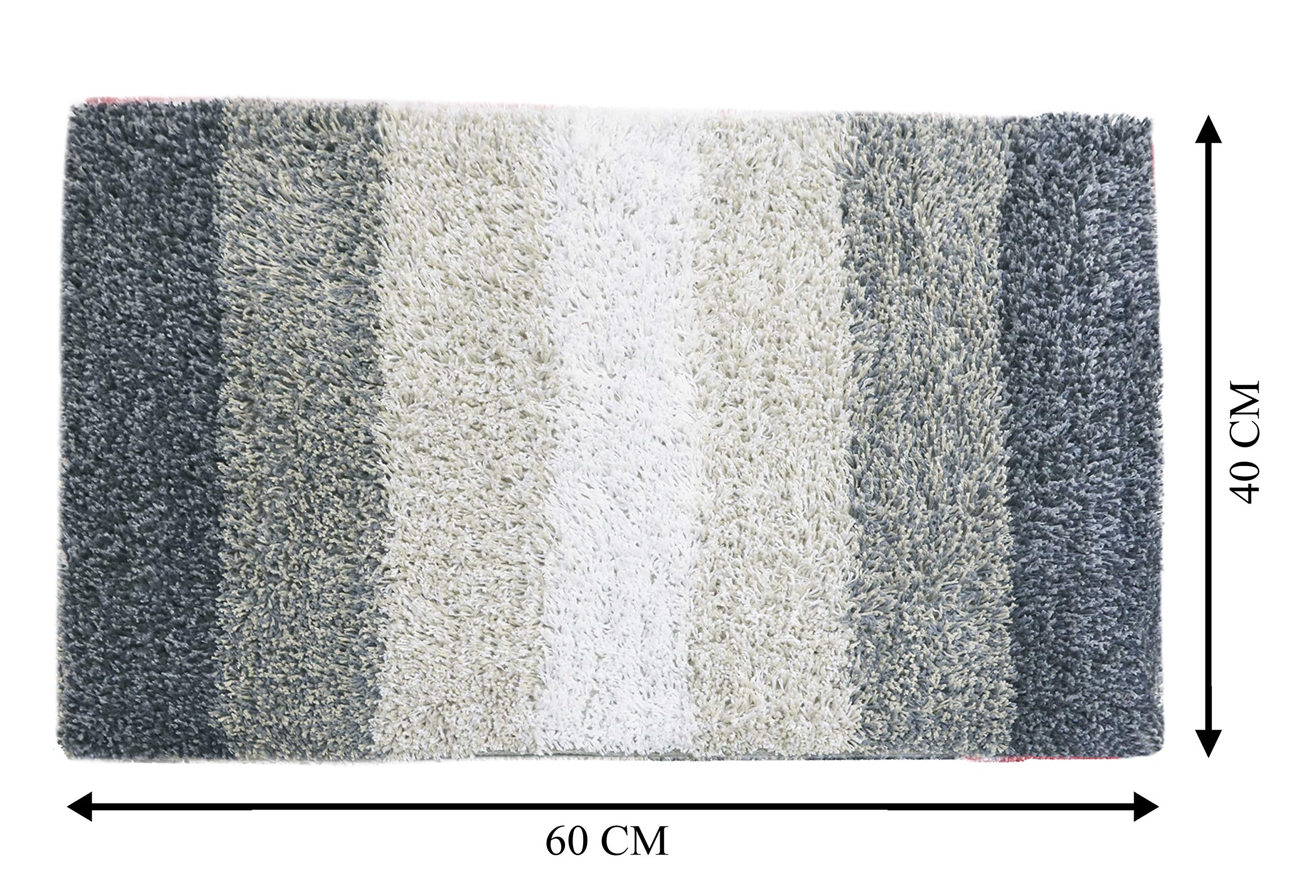 Grey Cotton Stripes Bathmats - Absorbent & Non-Slip -3