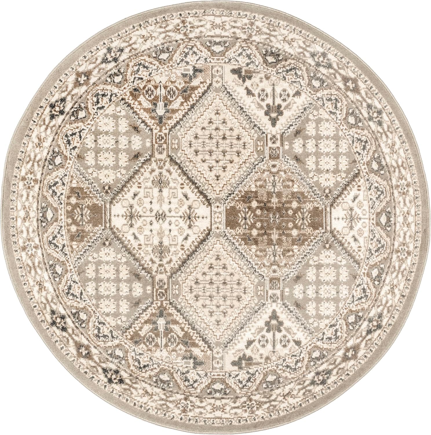 nuLOOM Becca Traditional Tiled Area Rug, 6' Round, Grey Grey 6' Round