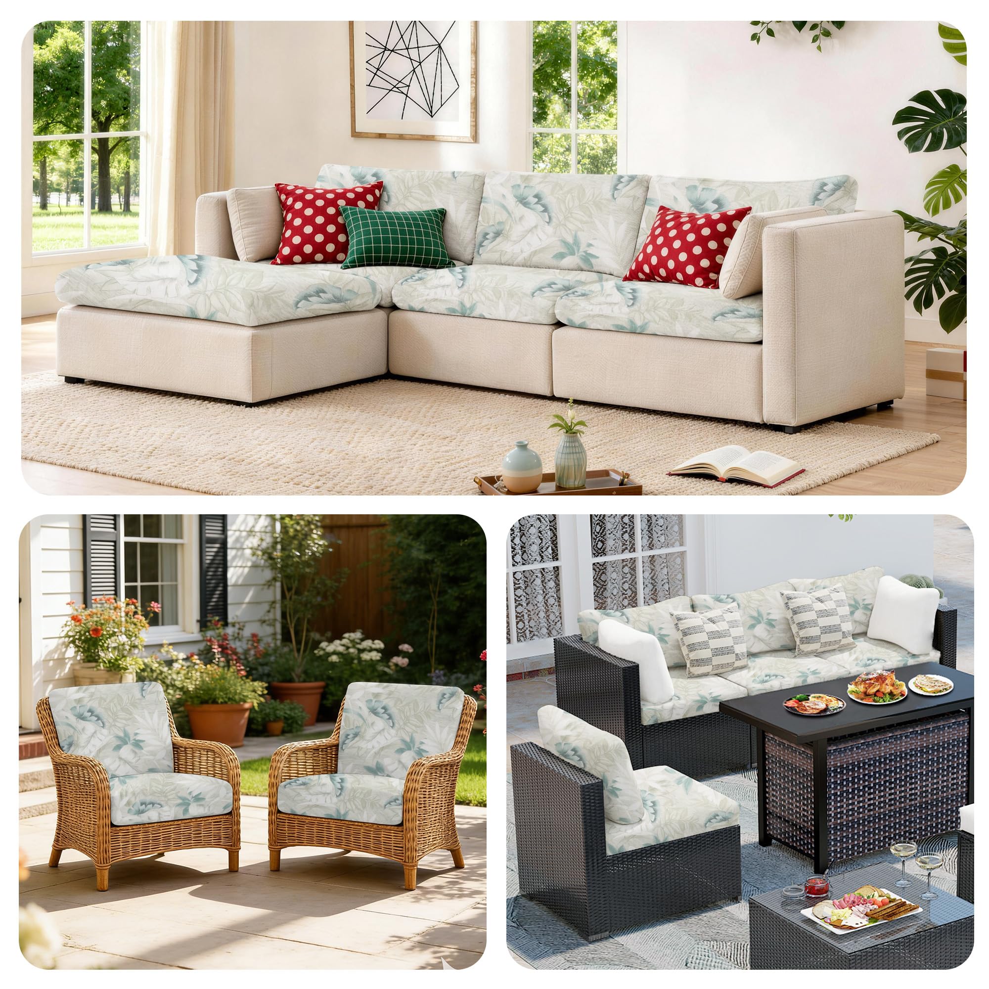 Fundas Elásticas para Cojines de Sofá de Exterior - Fundas Protectoras Impermeables y Lavables para Muebles de Terraza