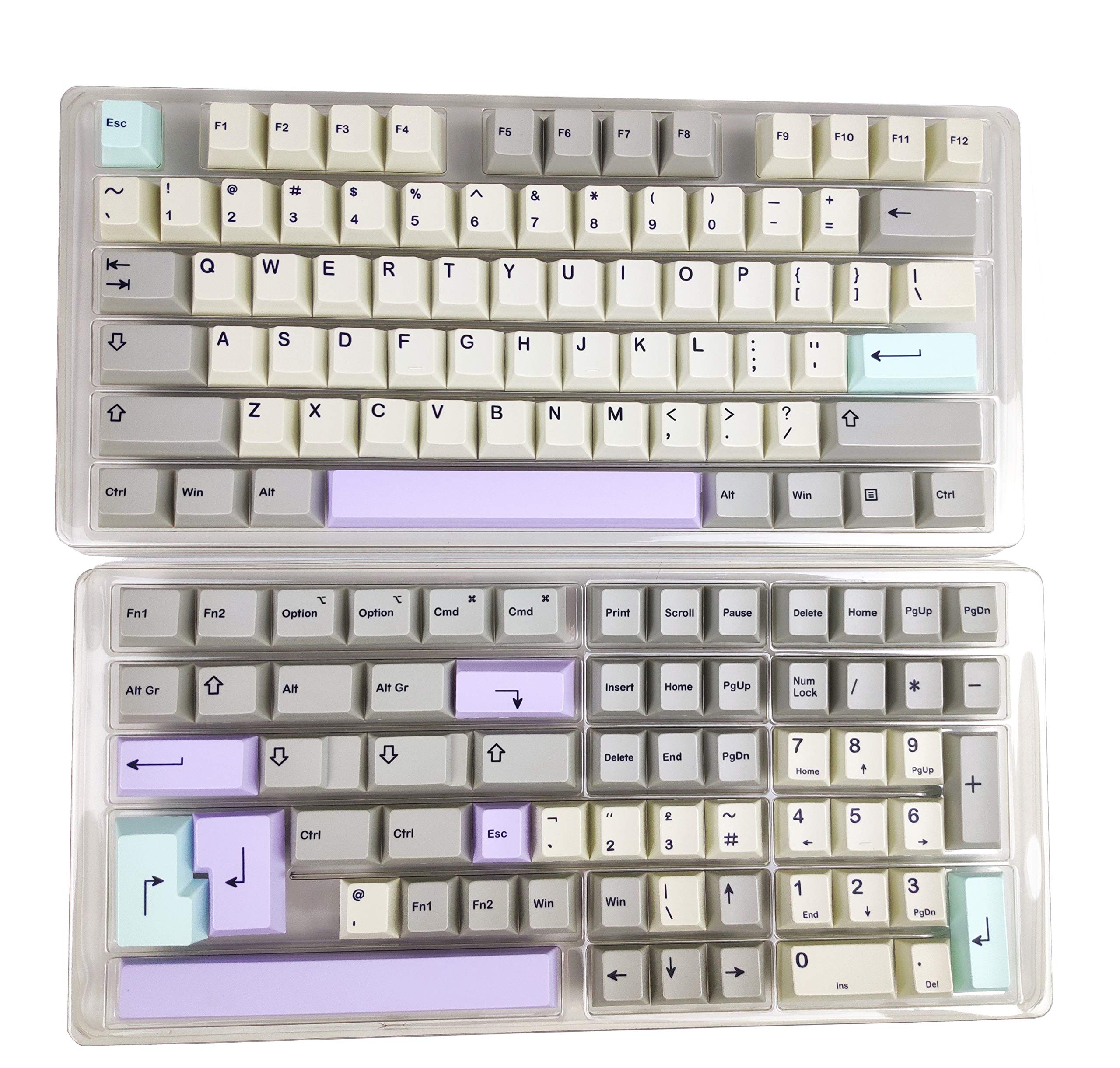 HK GAMING Custom Keycaps | Dye Sublimation PBT Keycap Set for Mechanical Keyboard | 139 Keys | Cherry Profile | ANSI US-Layout | Compatible with Cherry MX, Gateron, Kailh, Outemu | Muted