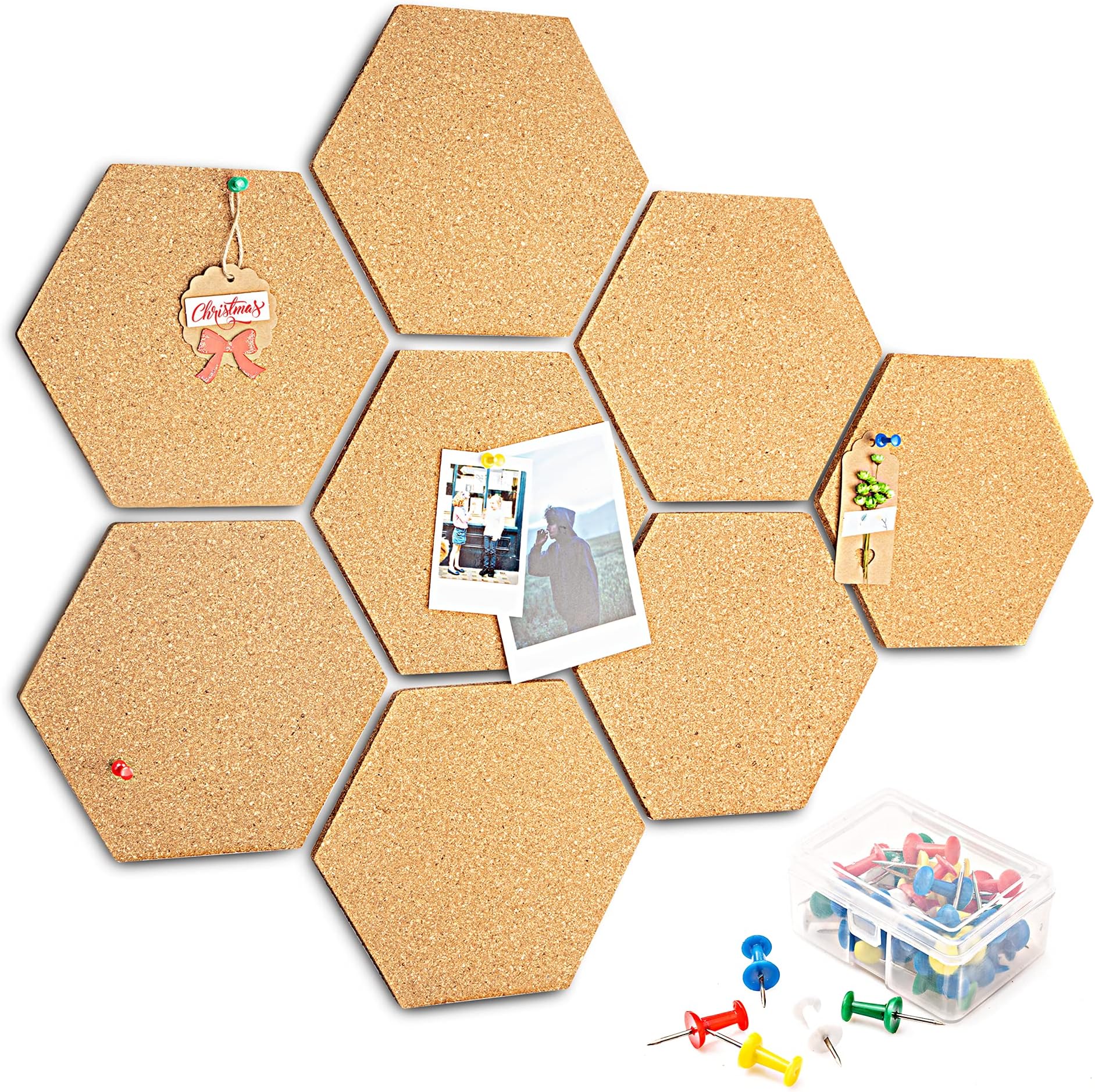 Cork Notice Boards for Office 8 Pack, HENMI DIY Pinboard Corkboard Self-Adhesive, Display Message Notice Pin Board for Photo Hanging Home Decoration and Office Bulletin Boards, with 40 Pieces Pins