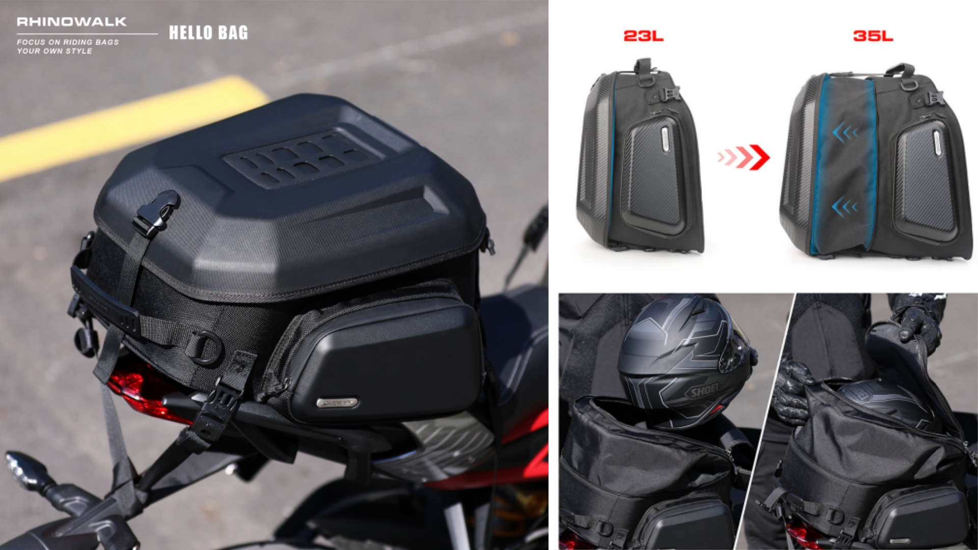 Amazon | Rhinowalk バイク用シートバッグ ハードシェルバッグ