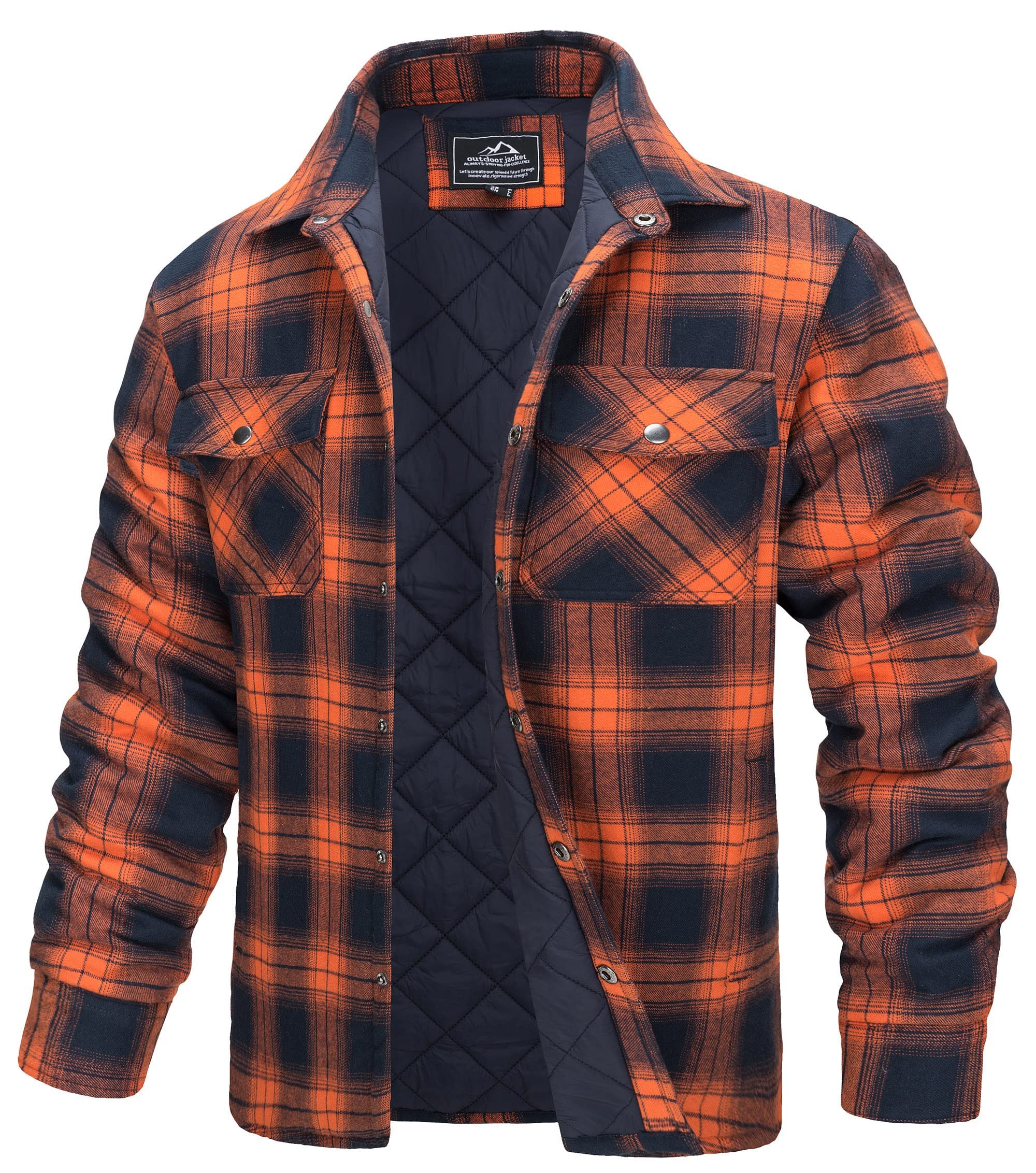 TACVASEN Herren Karierte Hemdjacke Flanellhemd Holzfällerhemd Thermohemd Jacke