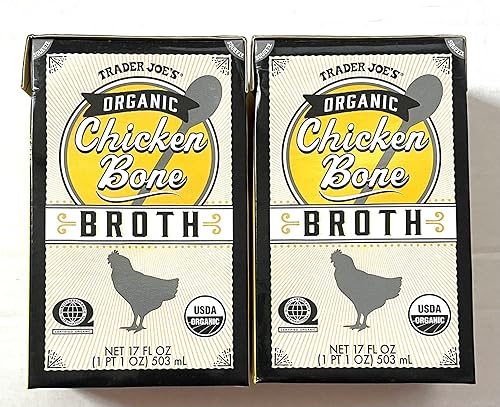 Trader Joe's - Caldo de hueso de pollo orgánico 17 fl oz 17.0 fl oz (dos cajas)