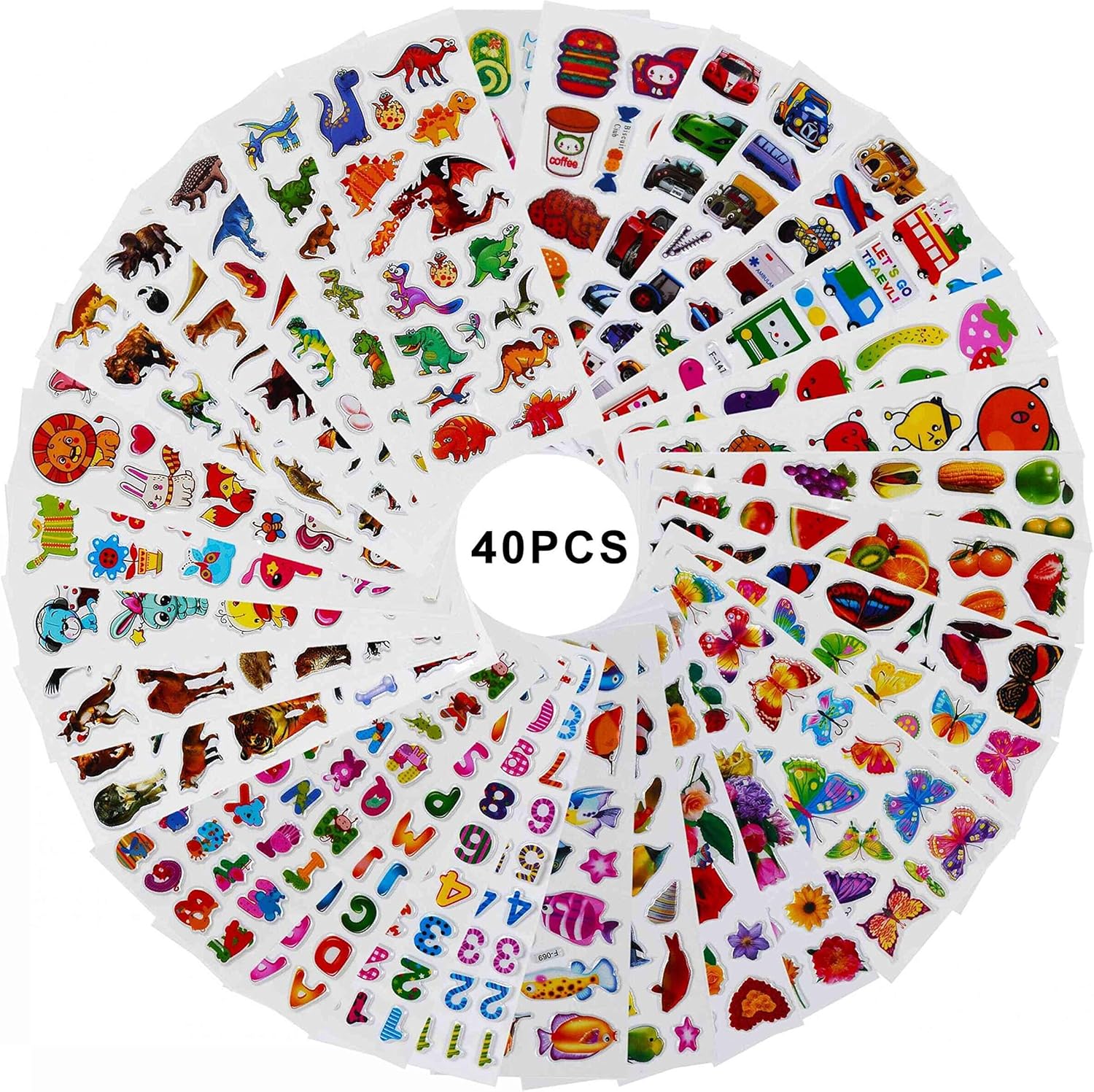 Vicloon 3D Stickers for Kids 1000 Puffy Children Stickers 40 Variety Sheets for Rewarding Gifts