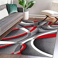 Persian Area Rugs 2305 Gray 8x11 Abstract Area Rug - Modern Geometric, Stain-Resistant Polypropylene 8x11 Ft
