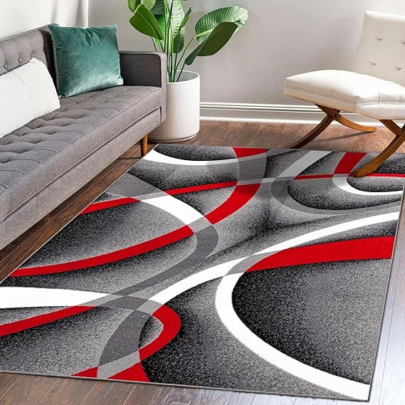 2305 Geometric Abstract Gray 6 Foot Round Area Rugs for Living Room