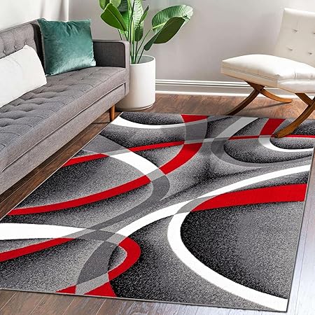 2305 Geometric Abstract Gray 6 Foot Round Area Rugs for Living Room