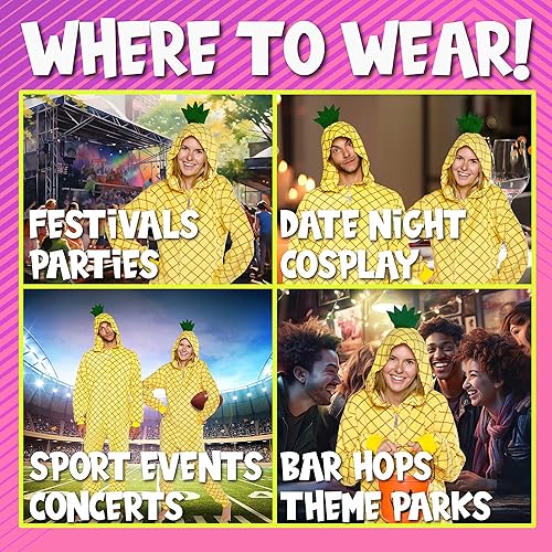 Miniatura 5 de Slim Pineapple and Avocado Adult Onesie - Food Halloween Costume - One Piece Cosplay Suit for Adults, Women and Men FUNZIEZ!