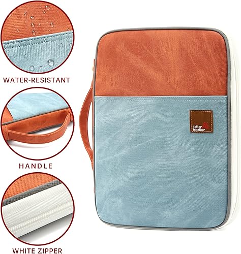 Miniatura 4 de Mygreen Organizador de cartera con cremallera A4, bolsa de documentos, impermeable, carpeta con cremallera, estuche de papel, gris y azul claro
