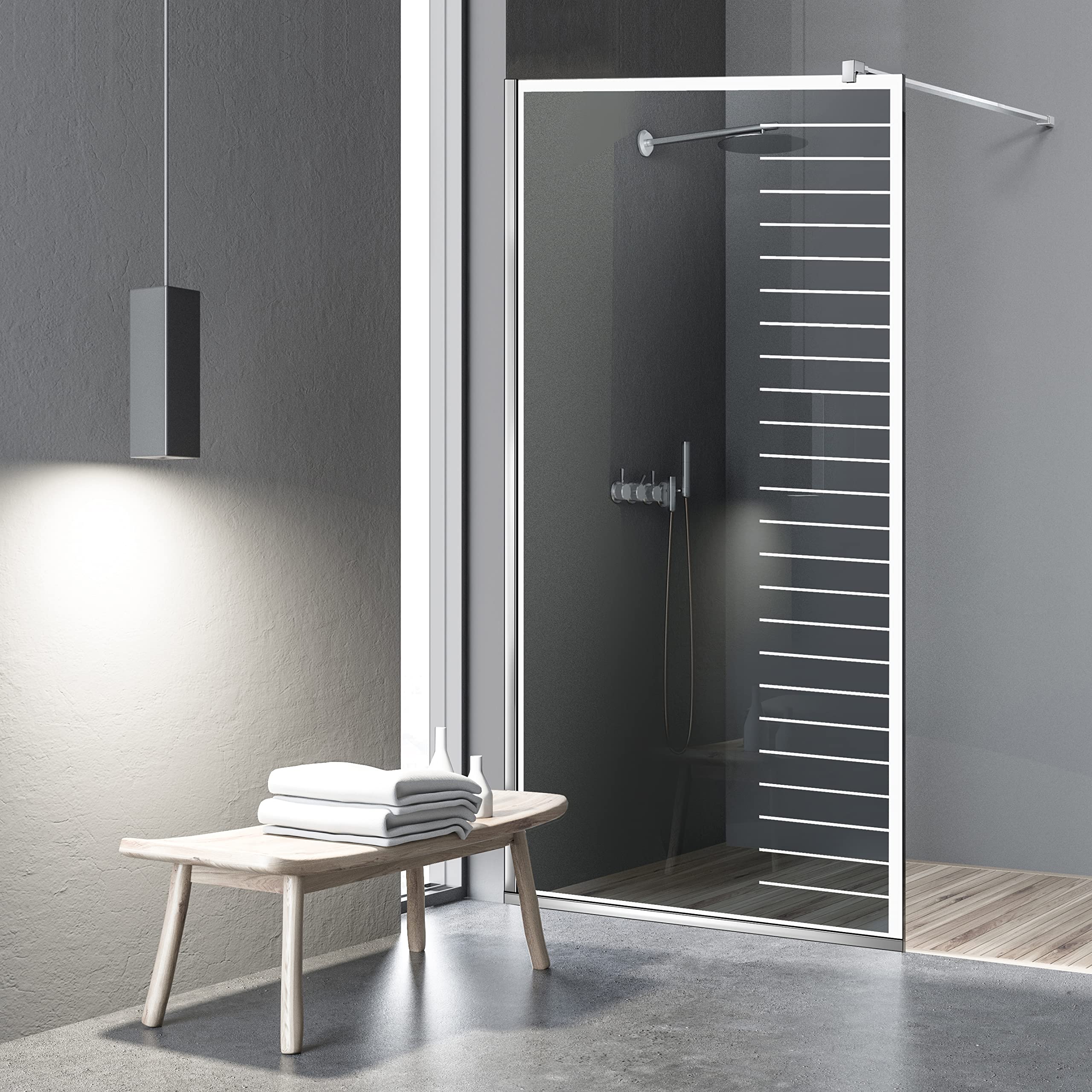 Aqua Roy Modell Weiß Supreme 100cm Leicht zu reinigen Walk in Duschwand Sicherheitsglas Panel 8mm Duschabtrennung für Wetroom Nano beschichtet sandgestrahltes Muster Edelstahl (3. Graues Glas)