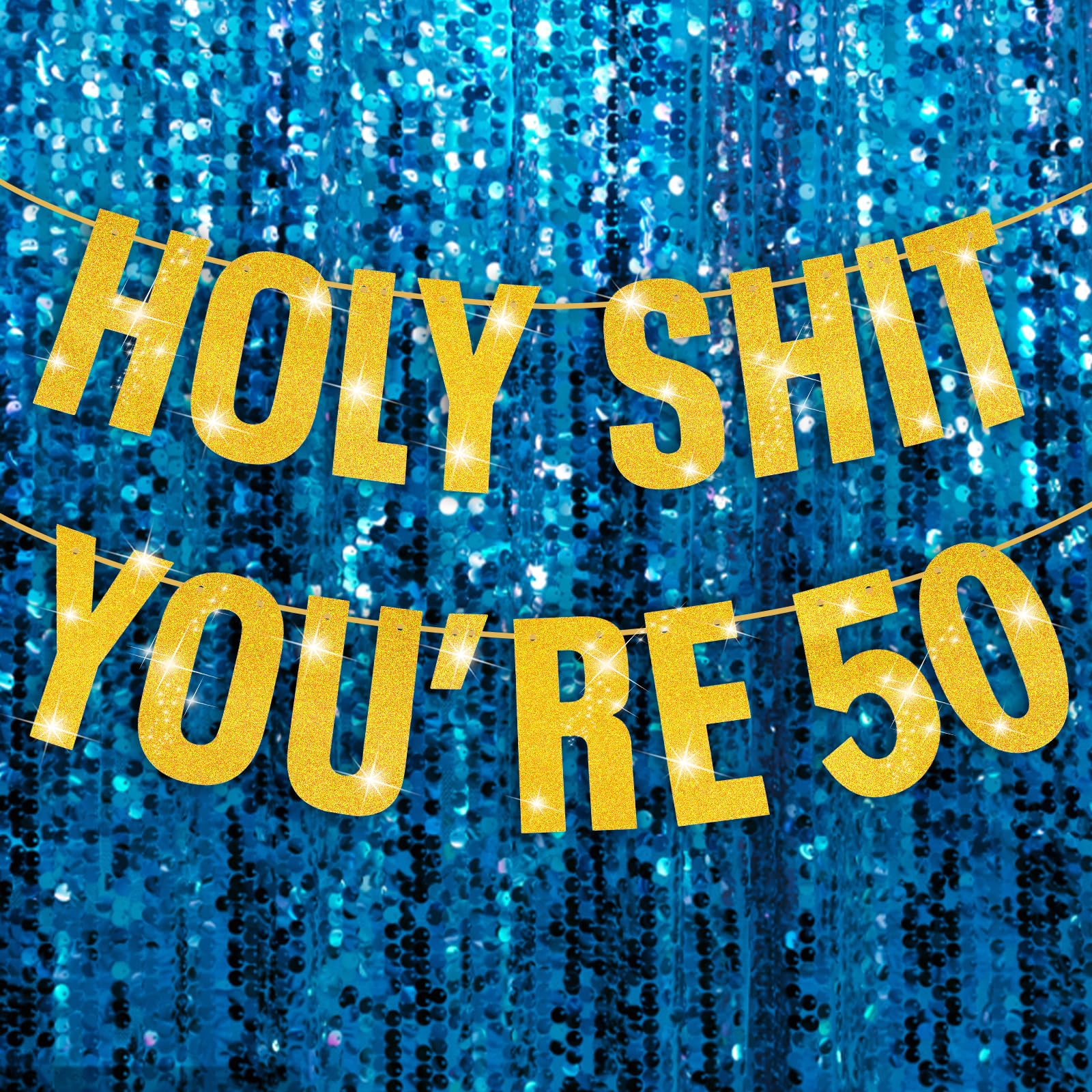 "I'm 50" Birthday Banner - Rose Gold Glitter, Women's 50th Party Decor, Easy Assembly, Photo Backdrop & Keepsake