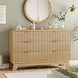 GarveeHome Dresser for Bedroom with 6 Drawers, Changing Table Dresser with Power Outlets, Soft Changing Pad & Removable Top, Baby Changing Table Top for Nursery - Black