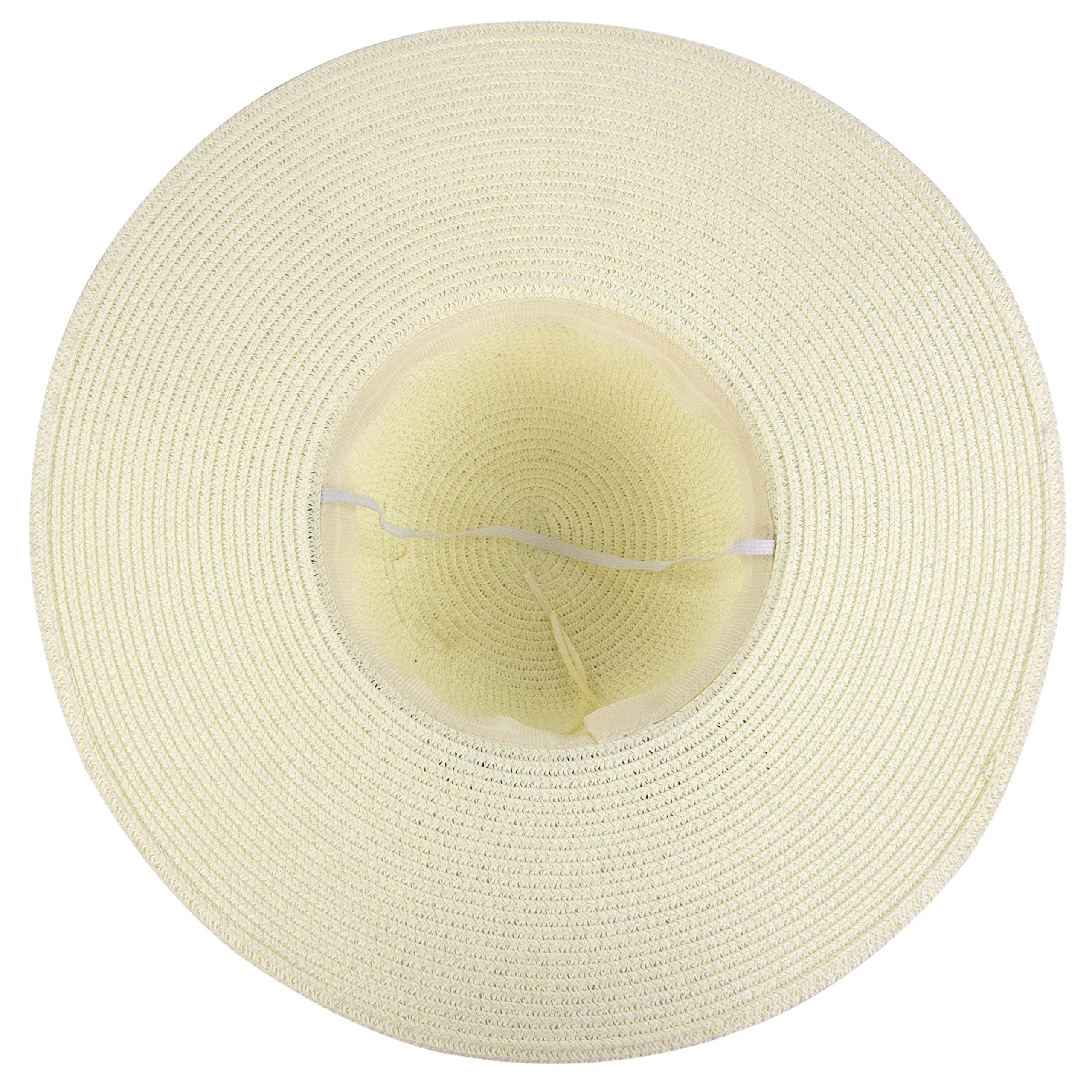 Muryobao Womens Wide Brim Straw Sun Hat Floppy Foldable Roll up Cap UPF 50+ Summer Beach Hats, White, One Size 2