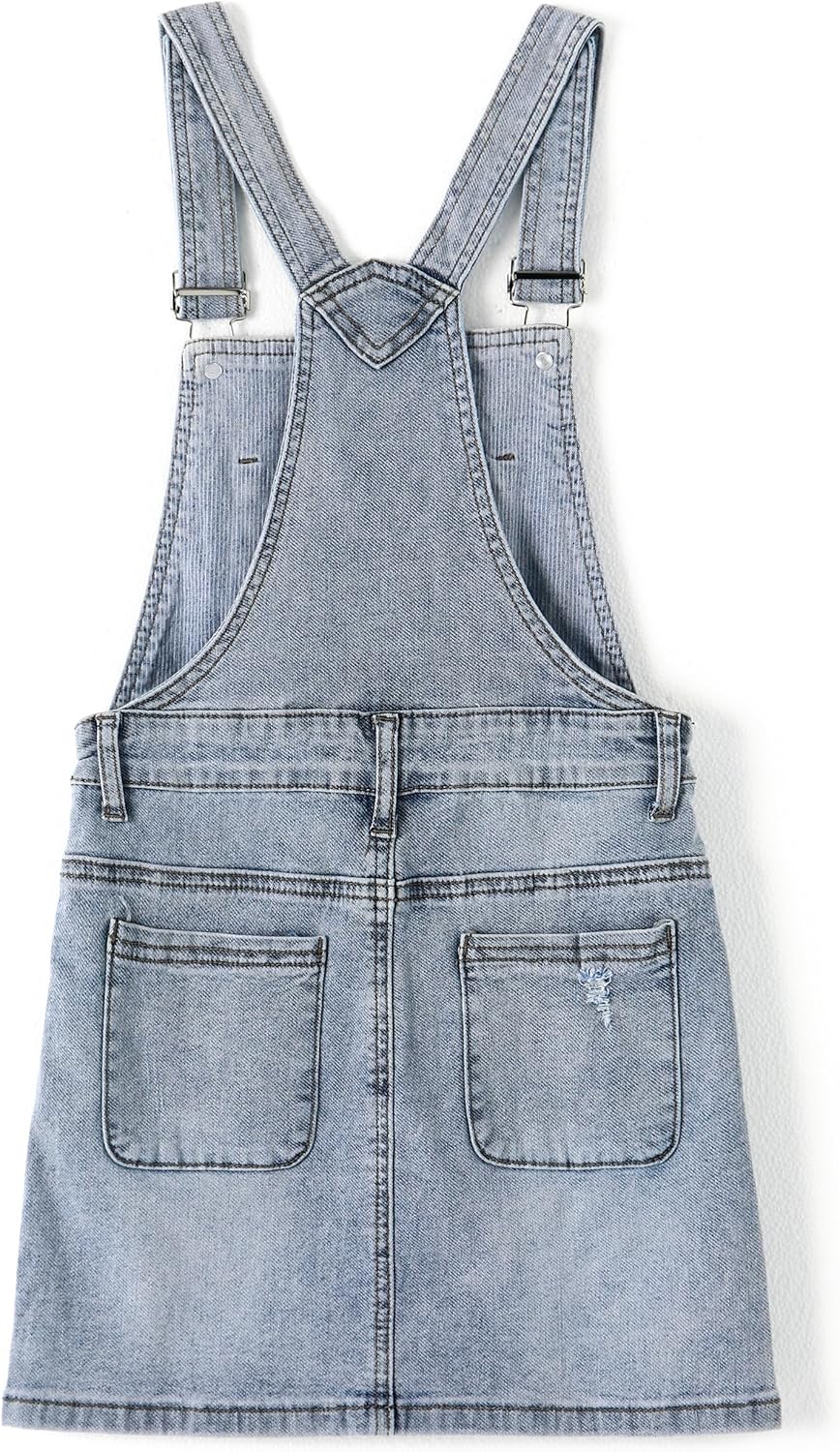 KIDSCOOL SPACE Baby Little Girls Skirt,Ripped Soft Strechy Denim Girls Summer Overalls Dress - Image 3