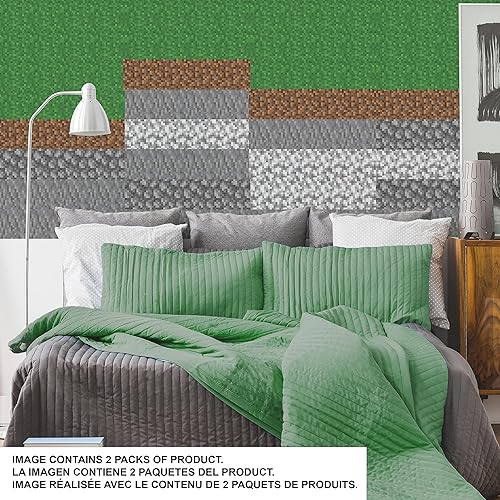 Miniatura 5 de RoomMates RMK5136GM Minecraft Block Strips - Calcomanías de pared para despegar y pegar