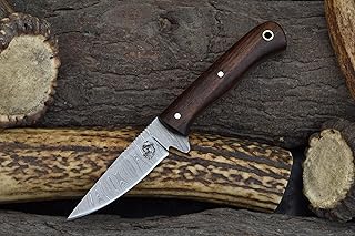 Knives Ranch Hunting Knife - Fixed Blade EDC Knife - Rosewood Handle - Heavy-Duty Horizontal Carrying Sheath Snug Fit (3056-IRW) - Knives Ranch