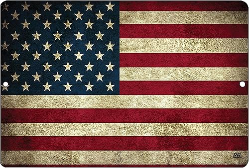 Rogue River Tactical Letrero de metal de la bandera estadounidense de Estados Unidos, 12 x 8 pulgadas, decoración de pared, barra de cueva de