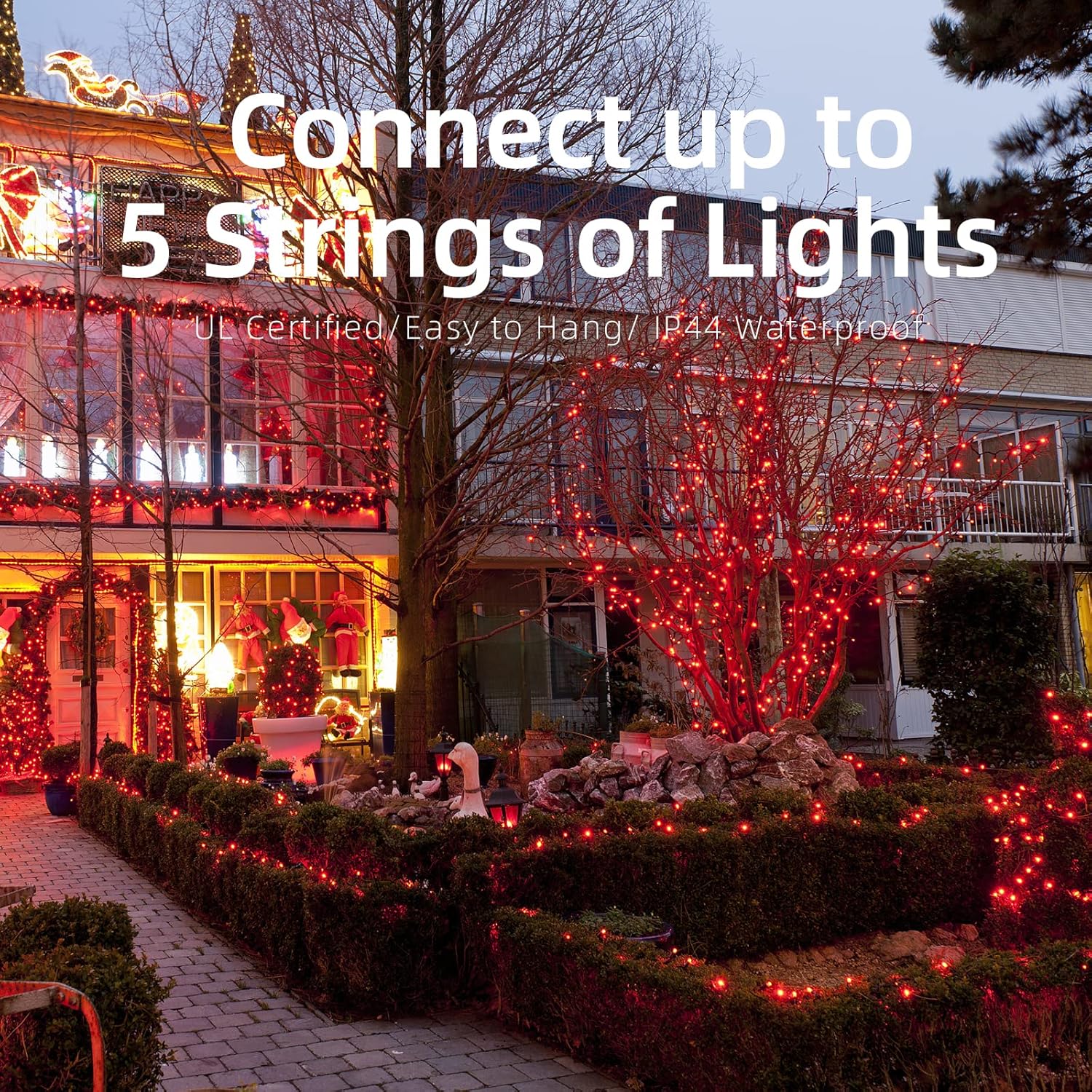 63.8FT Green Wire RED String Lights, 300 Count (150L*2pcs) Incandescent Christmas Lights