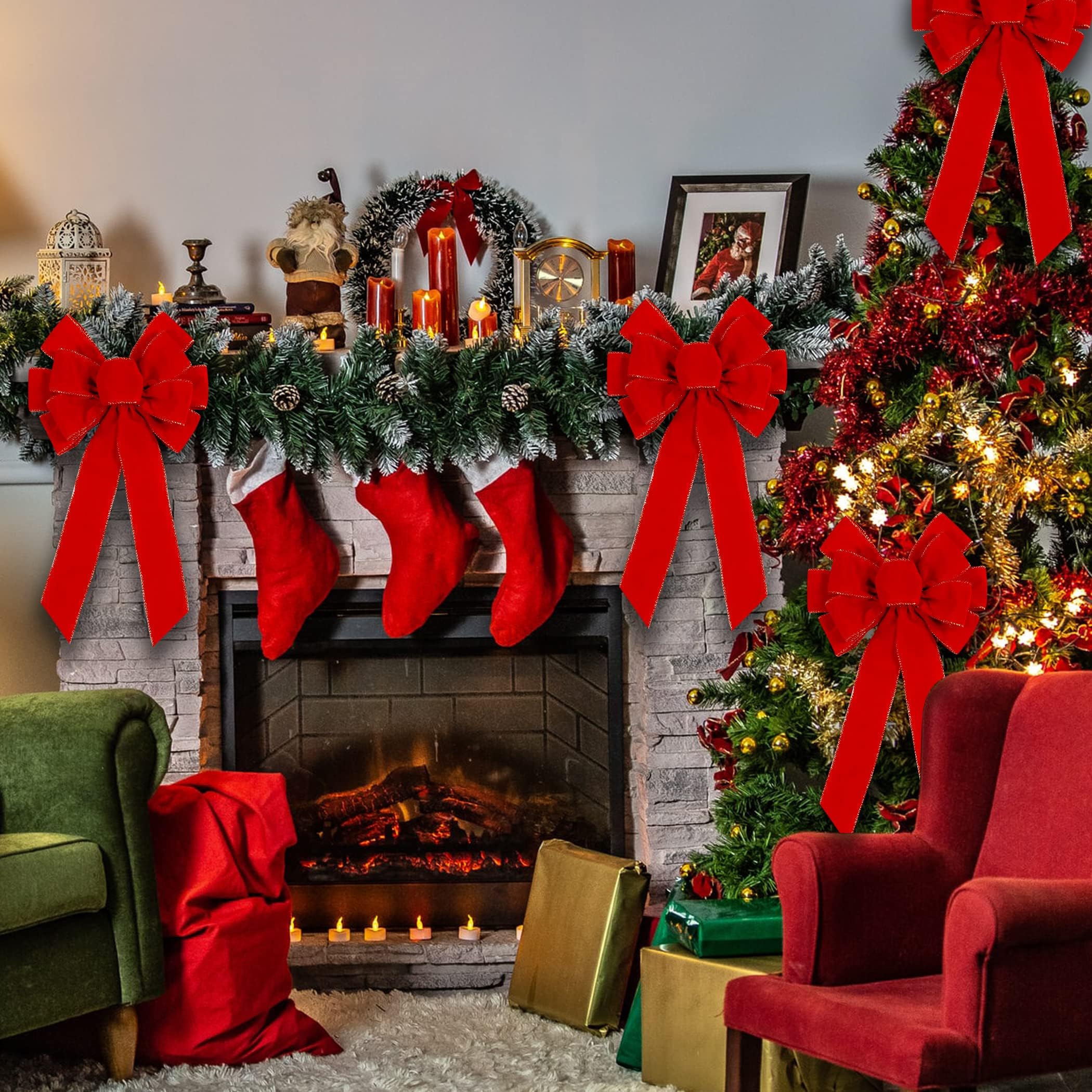 Xistuoz Fiocco per ghirlanda pasquale – Grandi fiocchi per corona pasquale per porta d'ingresso, fiocco primaverile per albero di Natale, per feste primaverili, decorazioni per albero di coniglio, per