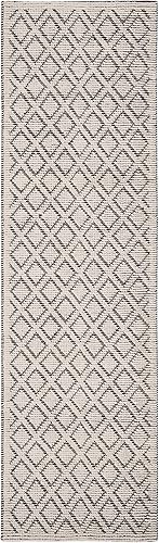 Miniatura 2 de SAFAVIEH Vermont Collection - Alfombra de pasillo, 2 pies 3 pulgadas x 10 pies, marfil y negro, lana hecha a mano, ideal para zonas de alto tráfico