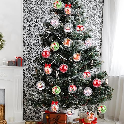 Miniatura 6 de ANVAVO 100 bolas de plástico transparente rellenables de 3.150 in para Navidad, manualidades, adornos transparentes, inastillables, adornos